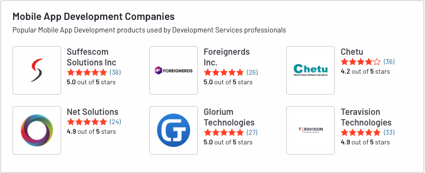 G2 mobile app providers